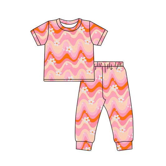 NO MOQ sales GSPO1762 Pre-order baby girls clothes floral short sleeve pants sets -2024.10.15