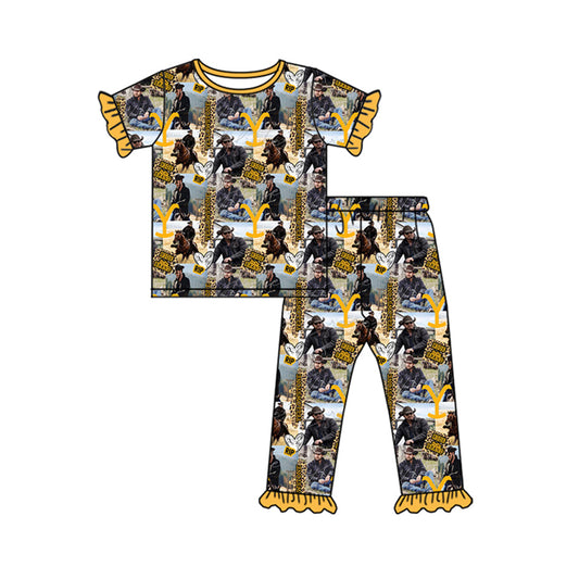 NO MOQ sales GSPO1851 Pre-order baby girl clothes YELLOWSTONE short sleeve pants sets -2024.11.23