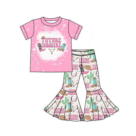 NO MOQ sales GSPO1855 Pre-order baby girl clothes COWGIRL short sleeve pants sets -2024.11.27