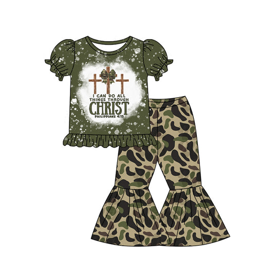 NO MOQ sales GSPO1879 Pre-order baby girls clothes camouflage short sleeve pants sets -2024.12.6