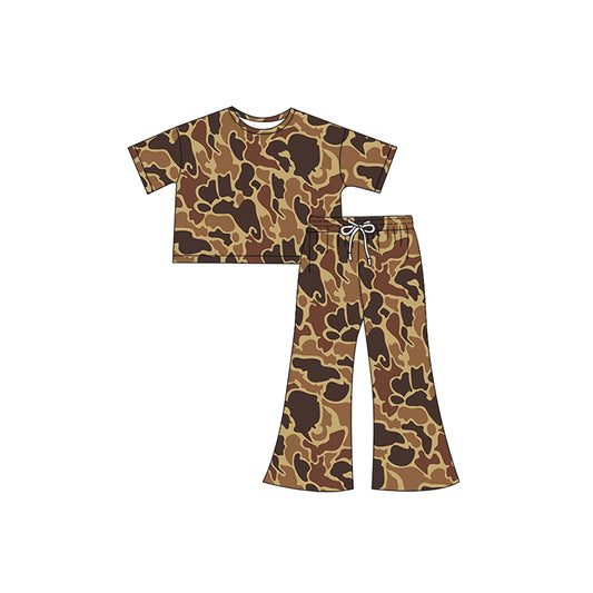 NO MOQ sales GSPO1885 Pre-order baby girls clothes camouflage short sleeve pants sets -2024.12.7