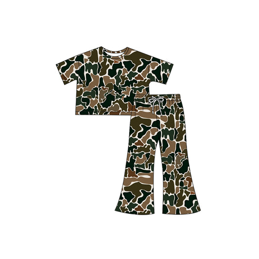 NO MOQ sales GSPO1886 Pre-order baby girls clothes camouflage short sleeve pants sets -2024.12.7