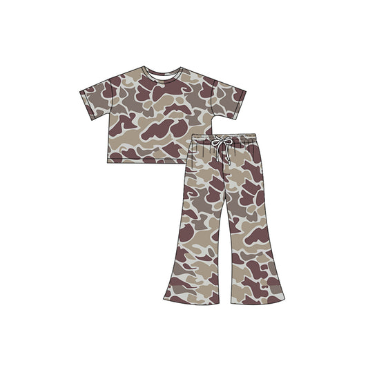 NO MOQ sales GSPO1888 Pre-order baby girls clothes camouflage short sleeve pants sets -2024.12.7