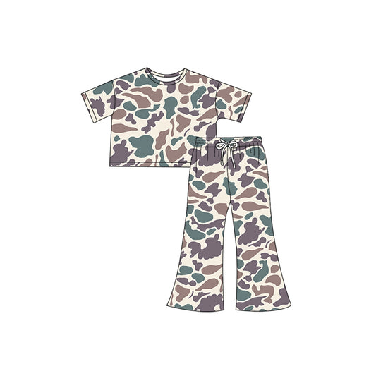 NO MOQ sales GSPO1890 Pre-order baby girls clothes camouflage short sleeve pants sets -2024.12.7