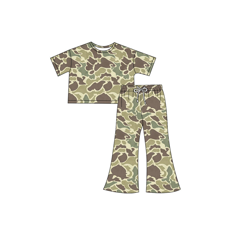 NO MOQ sales GSPO1892 Pre-order baby girls clothes camouflage short sleeve pants sets -2024.12.7