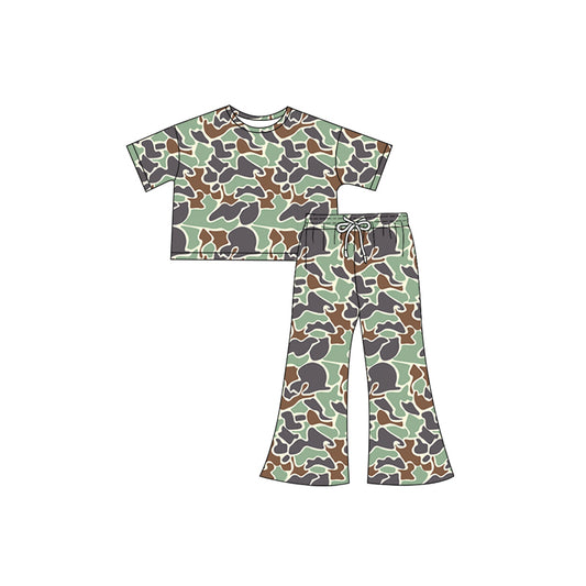 NO MOQ sales GSPO1893 Pre-order baby girls clothes camouflage short sleeve pants sets -2024.12.7