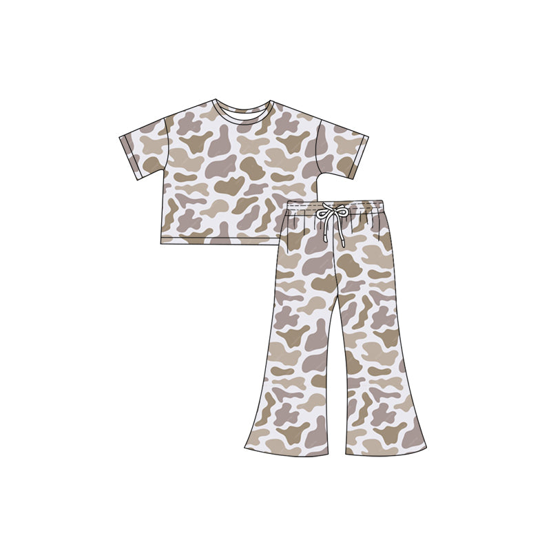 NO MOQ sales GSPO1895 Pre-order baby girls clothes camouflage short sleeve pants sets -2024.12.7