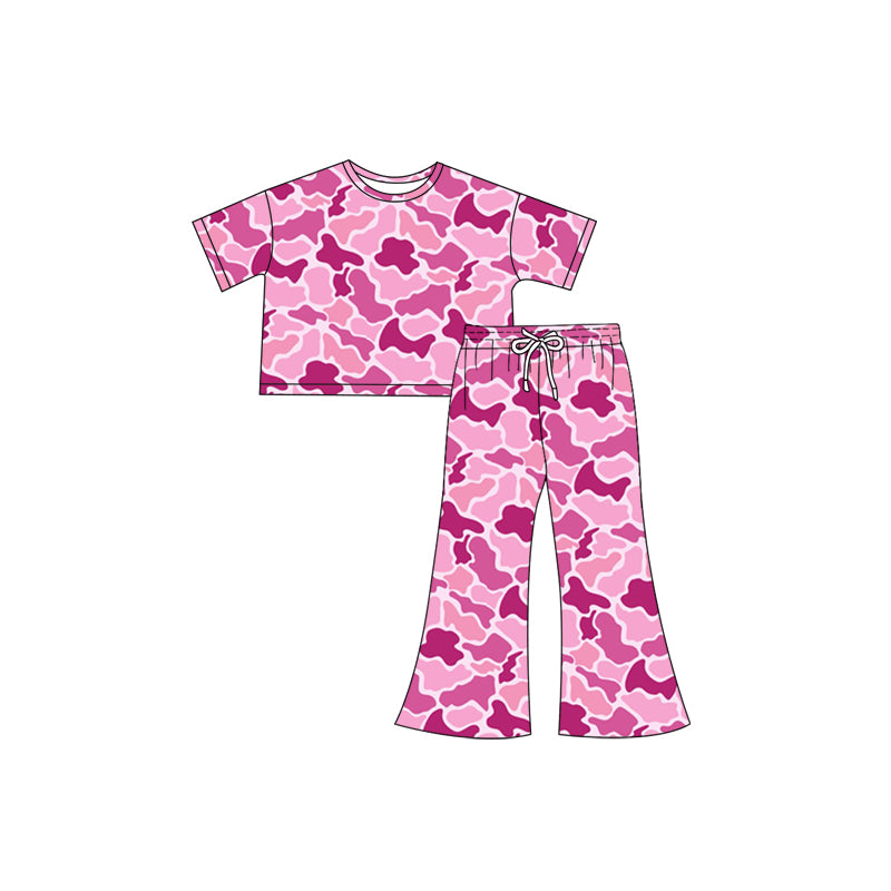 NO MOQ sales GSPO1898 Pre-order baby girls clothes camouflage short sleeve pants sets -2024.12.7