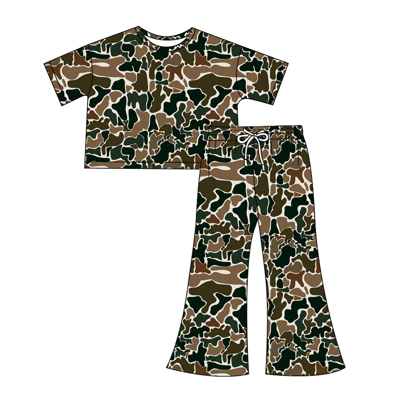 no moq GSPO1902 pre-order Adult women camouflage short sleeve pants set-2024.12.7