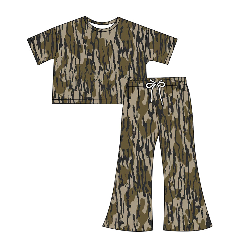 no moq GSPO1903 pre-order Adult women camouflage short sleeve pants set-2024.12.7