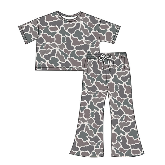 no moq GSPO1905 pre-order Adult women camouflage short sleeve pants set-2024.12.7