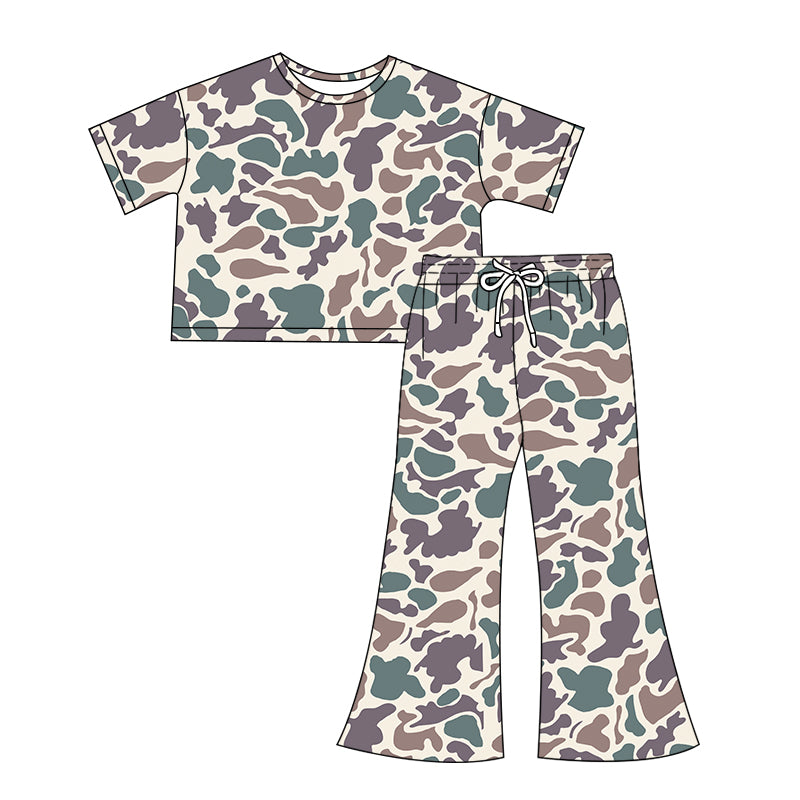 no moq GSPO1906 pre-order Adult women camouflage short sleeve pants set-2024.12.7