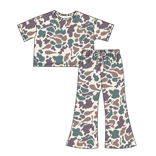 no moq GSPO1906 pre-order Adult women camouflage short sleeve pants set-2024.12.7