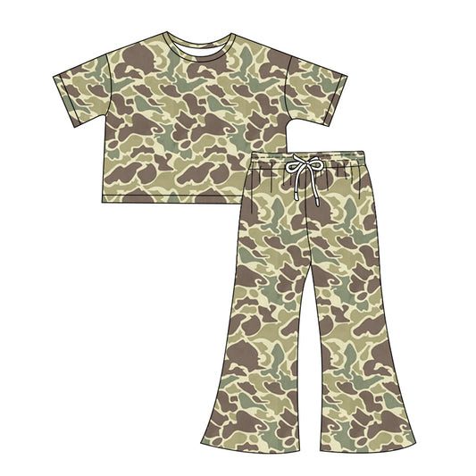 no moq GSPO1908 pre-order Adult women camouflage short sleeve pants set-2024.12.7