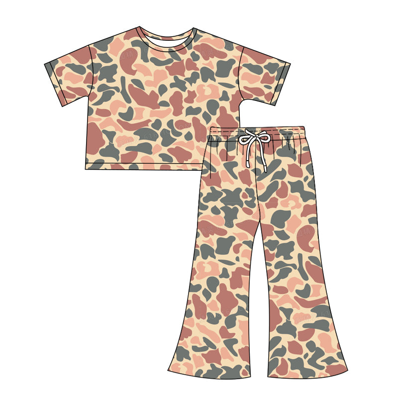 no moq GSPO1910 pre-order Adult women camouflage short sleeve pants set-2024.12.7