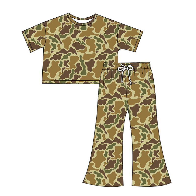 no moq GSPO1912 pre-order Adult women camouflage short sleeve pants set-2024.12.7