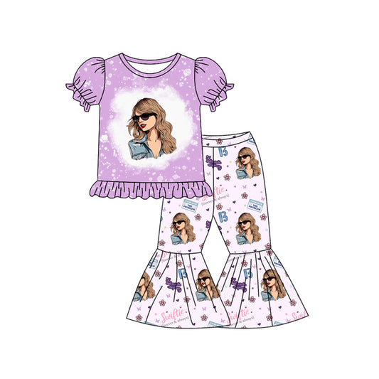 NO MOQ sales GSPO1923 Pre-order baby girls clothes taylor swift short sleeve pants sets -2024.12.9