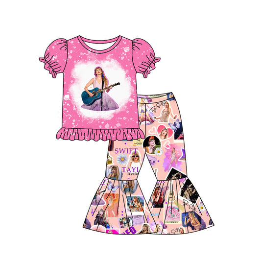 NO MOQ sales GSPO1941 Pre-order baby girls clothes taylor swift short sleeve pants sets -2024.12.13