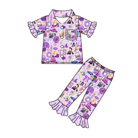 NO MOQ sales GSPO1943 Pre-order baby girls clothes taylor swift short sleeve pants sets -2024.12.14