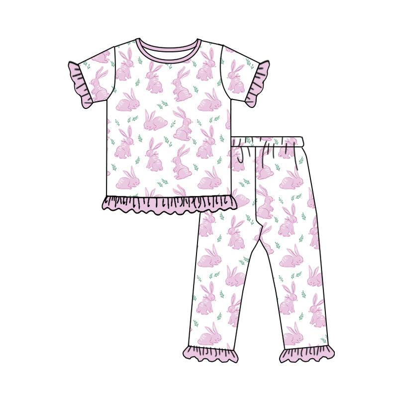 NO MOQ sales GSPO1958 Pre-order baby girls clothes easter short sleeve pants sets -2024.12.27