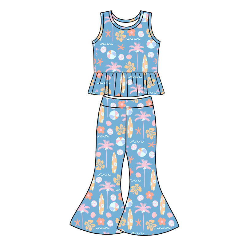 NO MOQ sales GSPO1984 Pre-order baby girls clothes strafish sleeveless pants sets -2025.1.7