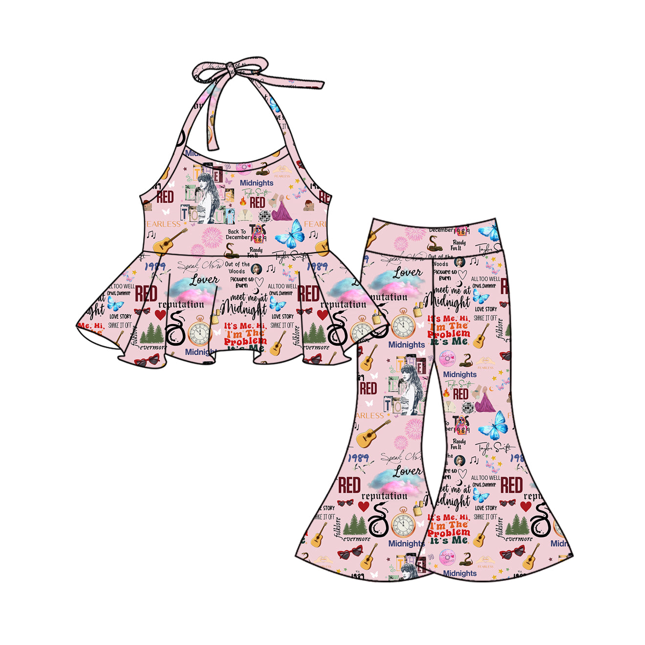 NO MOQ sales GSPO1988 Pre-order baby girls clothes taylor swift sleeveless pants sets -2025.1.9