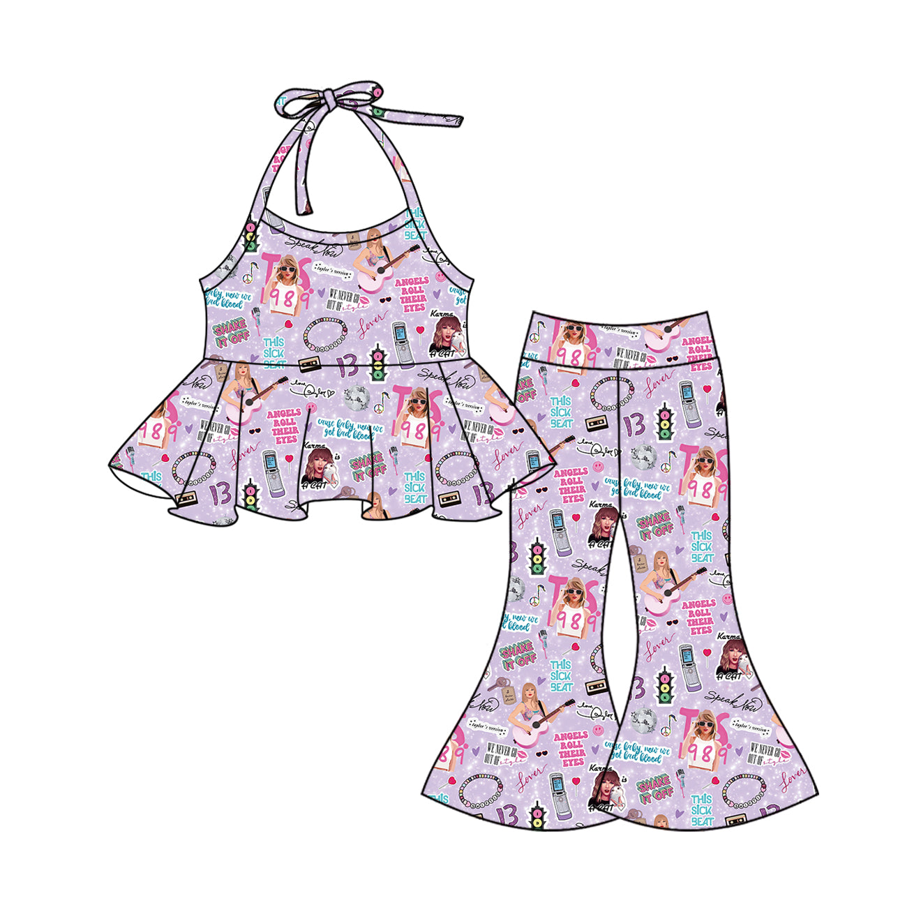 NO MOQ sales GSPO1990 Pre-order baby girls clothes taylor swift sleeveless pants sets -2025.1.9