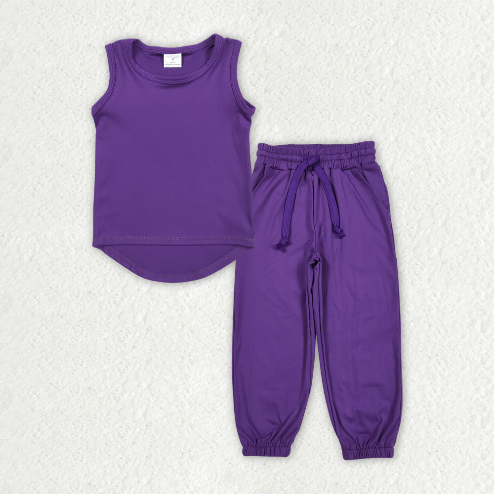 RTS NO MOQ GT0996+P0670 purple sleeveless vest yoga top loose drawstring yoga pants sets-GSPO2029