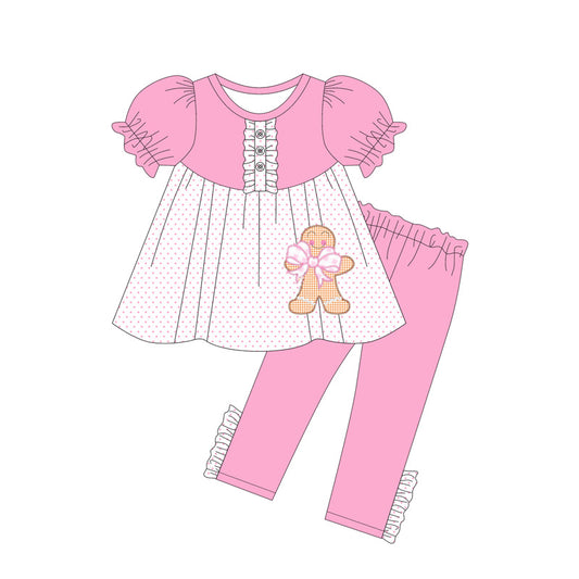 NO MOQ sales GSPO2034 Pre-order baby girls clothes Christmas pink short sleeve pants sets -2025.5.21