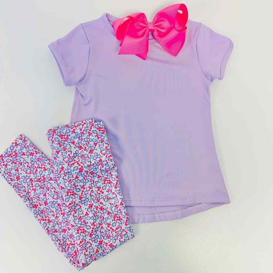 NO MOQ sales GSPO2046 Pre-order baby girl clothes purple short sleeve pants sets -2025.6.4