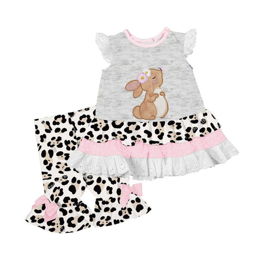 (Pre Order) No moq GSPO2070 Pre-order baby girl clothes easter flying sleeve pants sets -2025.9.13