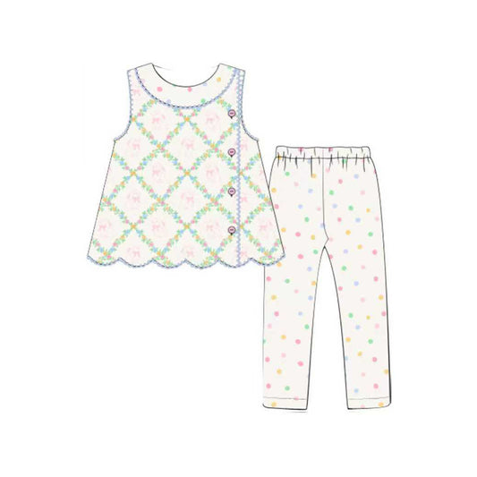 (Pre Order) No moq GSPO2126 Pre-order baby girl clothes sleeveless pants sets -2025.10.17