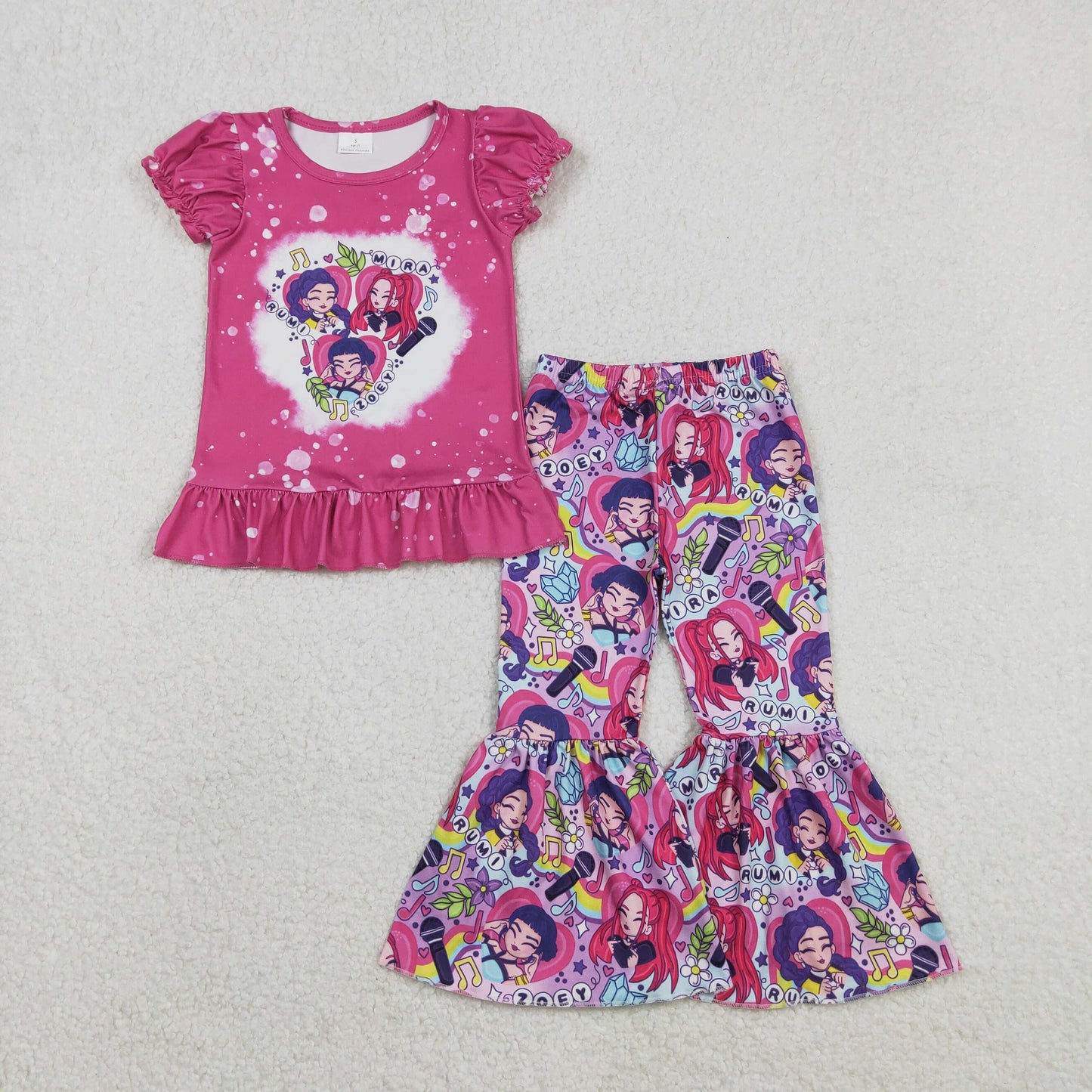 12/18m-14/16t RTS NO MOQ Sibling baby girl clothes cartoon short-sleeved pants sets