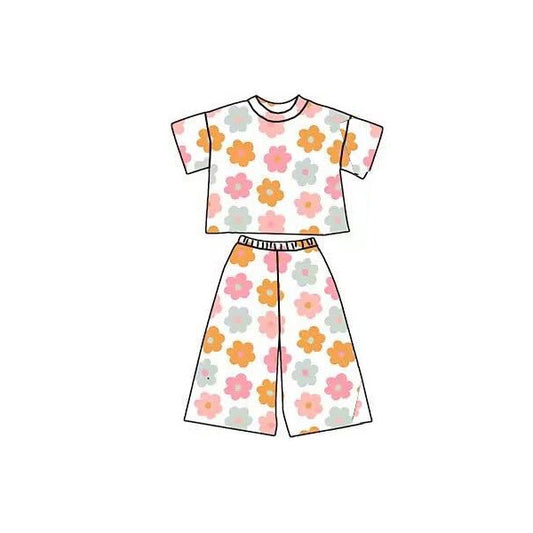 (Pre Order) No moq GSPO2172 Pre-order baby girl clothes floral short sleeve pants sets-2025.11.1