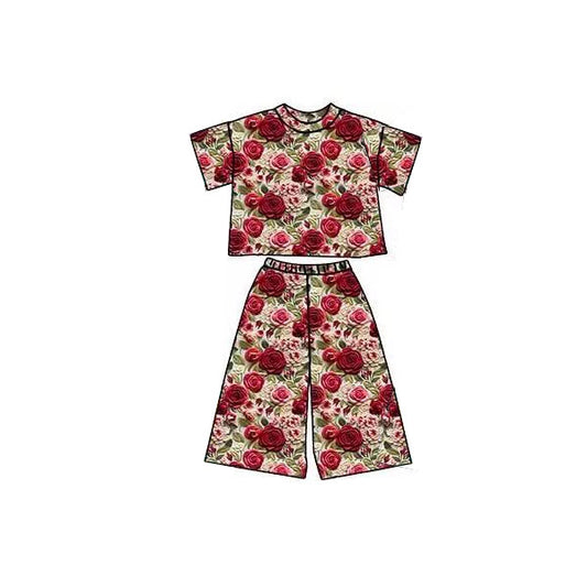 (Pre Order) No moq GSPO2174 Pre-order baby girl clothes floral short sleeve pants sets-2025.11.1