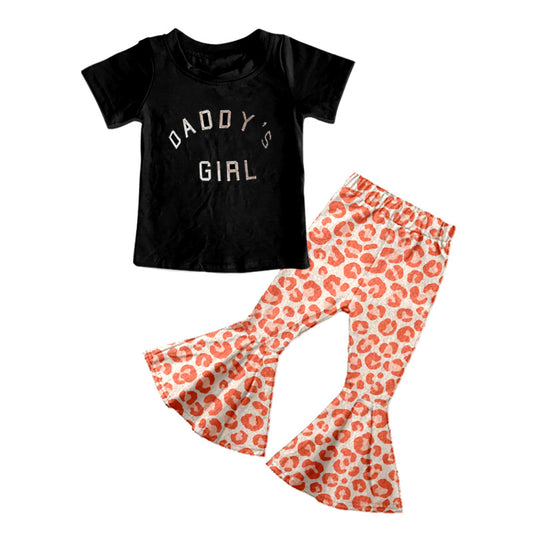(Pre Order) No moq GSPO2193 Pre-order baby girl clothes leopard black short sleeve pants sets-2025.11.5