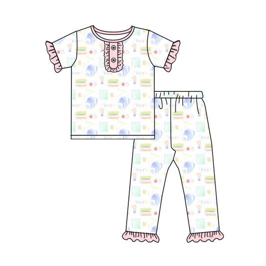 (Pre Order) No moq GSPO2204 Pre-order baby girl clothes short sleeve pants sets-2025.11.12