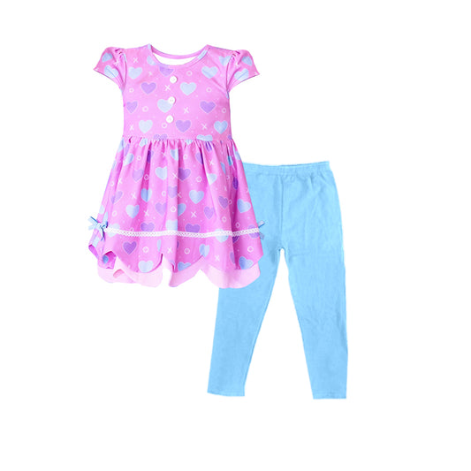 (Pre Order) No moq GSPO2206 Pre-order baby girl clothes love short sleeve pants sets-2025.11.15