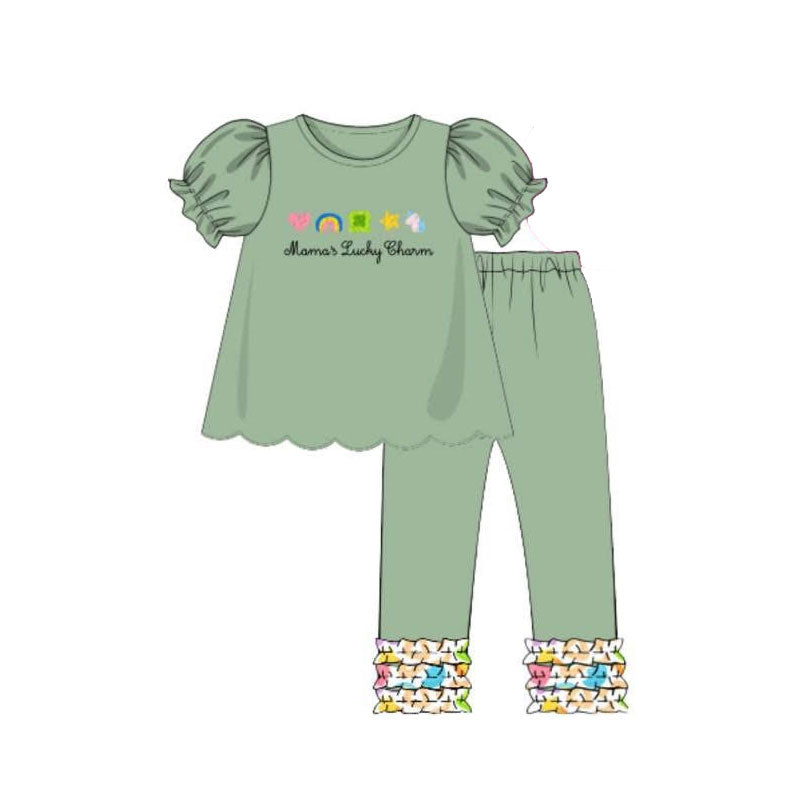 (Pre Order) No moq GSPO2208 Pre-order baby girl clothes short sleeve pants sets-2025.11.18