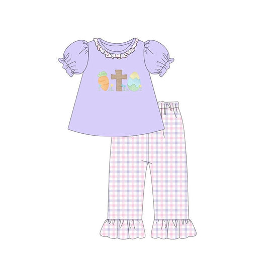 (Pre Order) No moq GSPO2215 Pre-order baby girl clothes easter short sleeve pants sets-2025.11.19