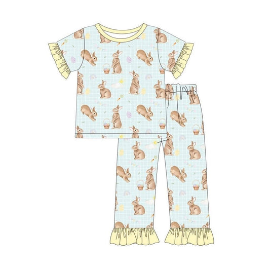 (Pre Order) No moq GSPO2216 Pre-order baby girl clothes easter bunny short sleeve pants sets-2025.11.19