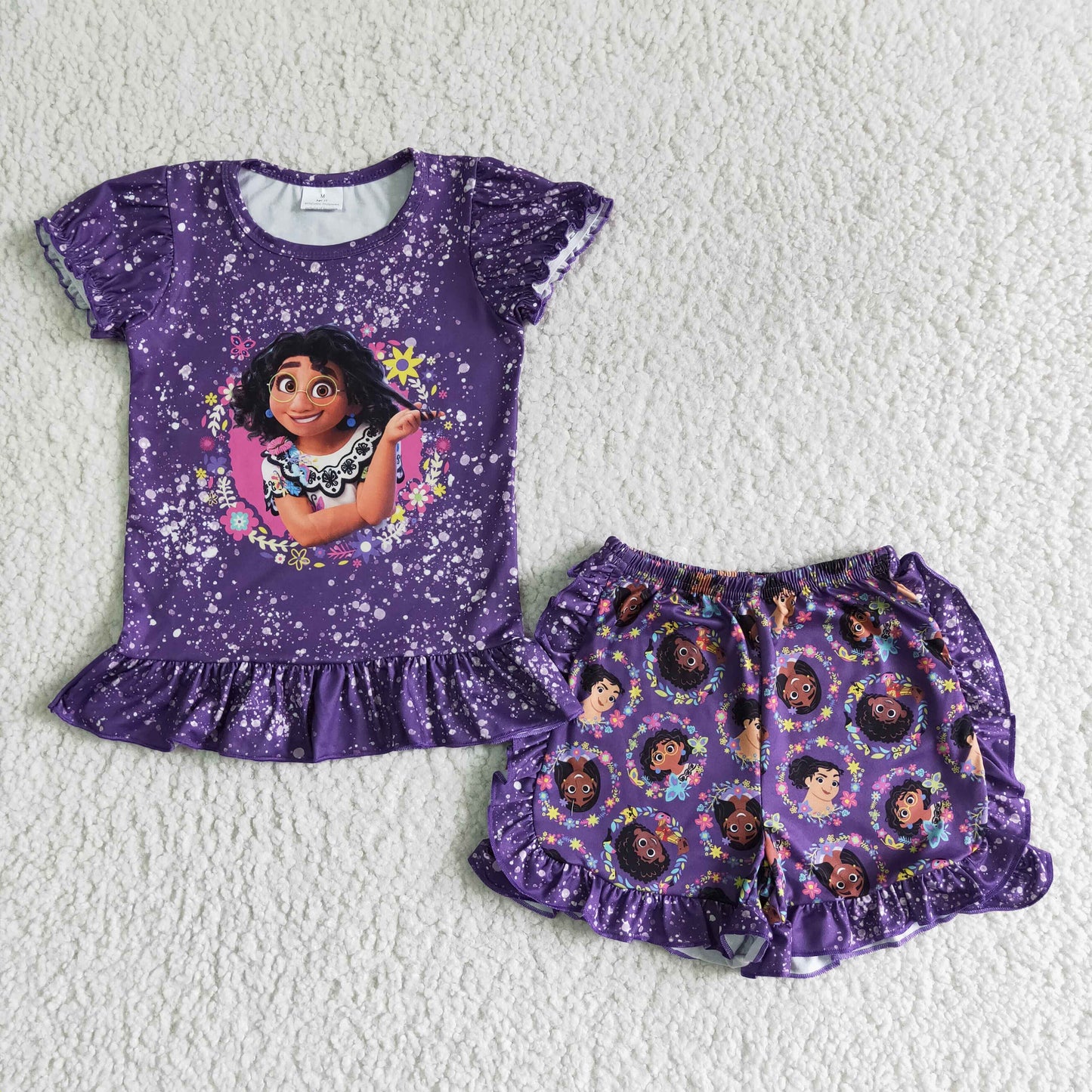 SSO0001 Encanto Purple Short Sleeve Shorts Suit