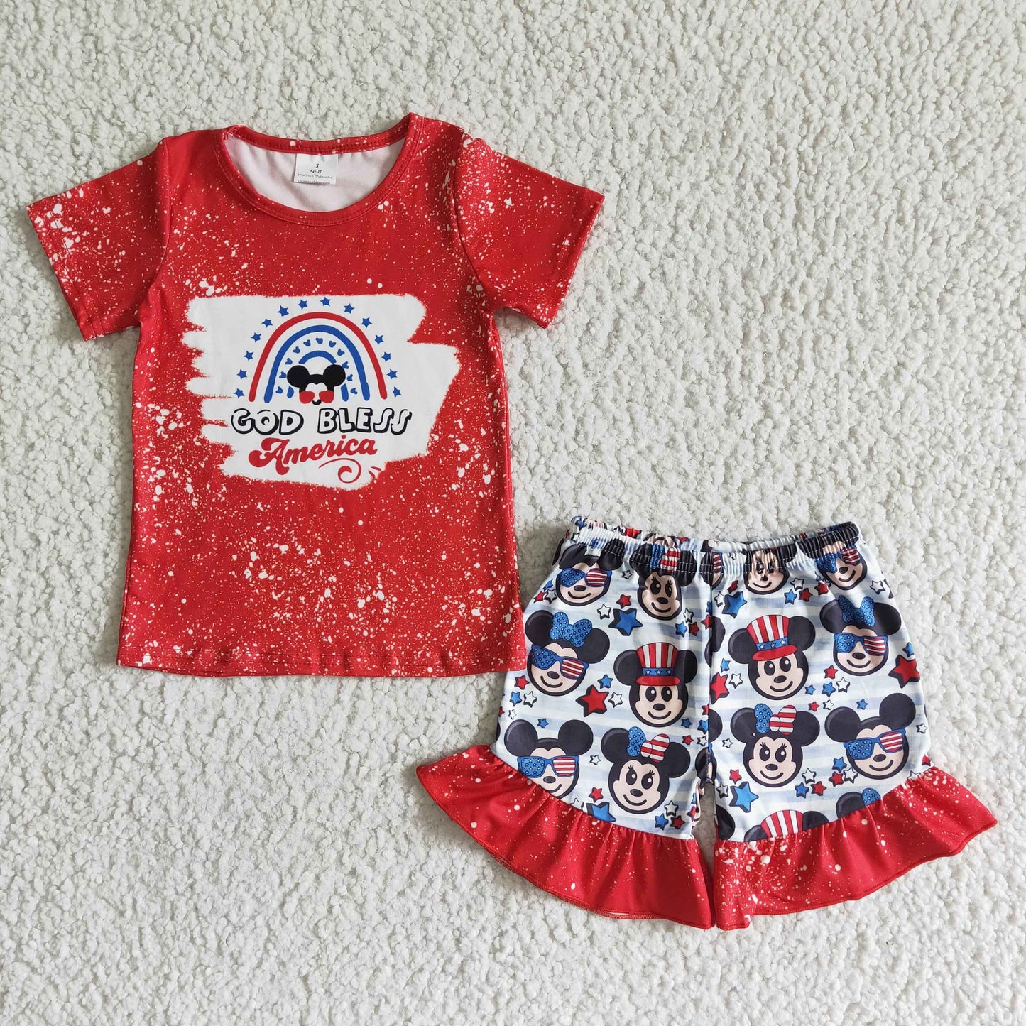 GSSO0065 GODBLESS Mickey Red Short Sleeve Lace Shorts Set Cc-8