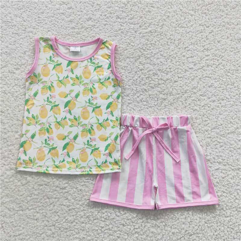 RTS NO MOQ baby girl clothes short-sleeved shorts suit & short-sleeved sets