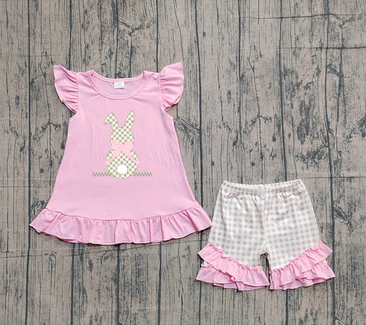 (Pre Order) No moq GSSO0374 Pre-order baby girl clothes embroidery easter short sleeve shorts sets-26.1.19