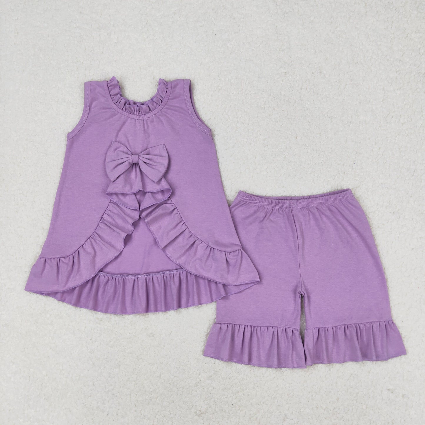 rts no moq GSSO0520 Purple bow lace sleeveless shorts suit