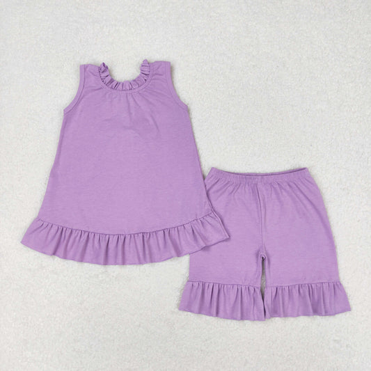 rts no moq GSSO0520 Purple bow lace sleeveless shorts suit