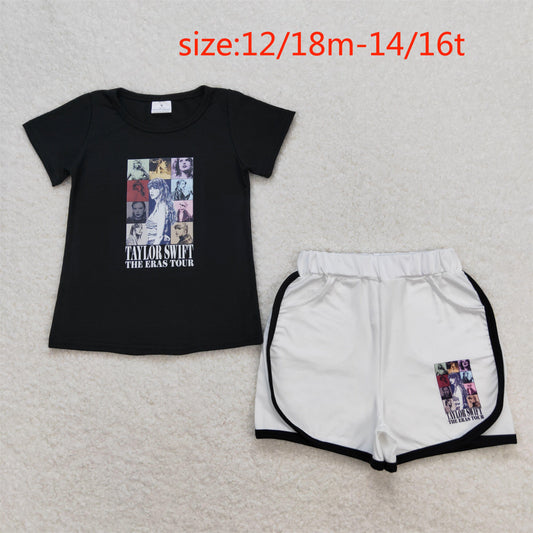 GSSO0885 Offset taylor swift black short sleeve white shorts suit