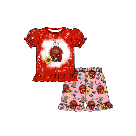 GSSO0940 pre-order baby girl clothes farm cow summer outfit