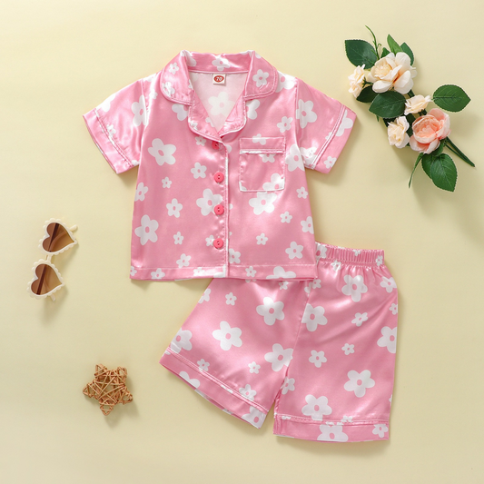 GSSO0952 pre-order baby girl clothes flower pink pajamas outfit